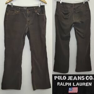 Polo Jeans Ralph Lauren Corduroy Pant Women's 33x30 Gray Low Rise Bootcut #J5293